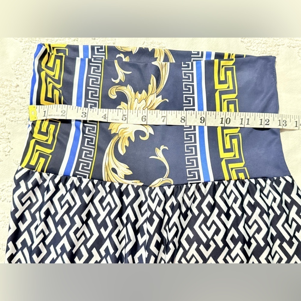Stylish Blue and Gold Wide Leg Pants - Picture 4 of 5